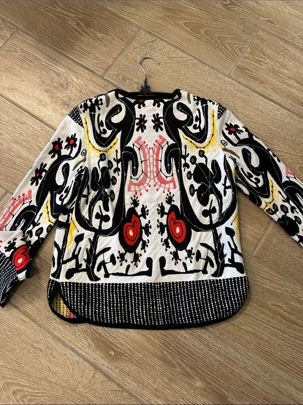 Desigual Women's Patterned Open Front Jacket - Black, White & Red - Picture 3 of 3